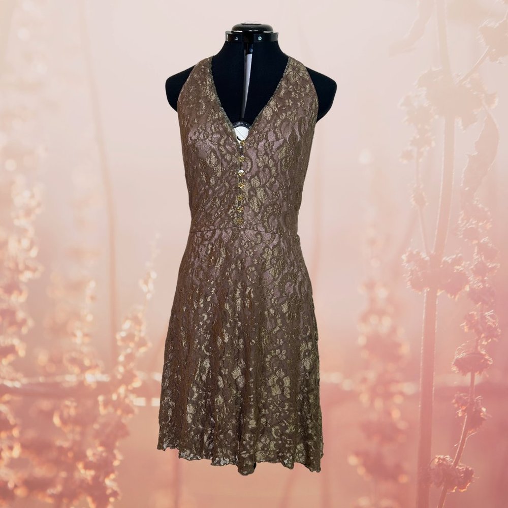 Alexia Admor V-Neck Lace Halter Dress, L